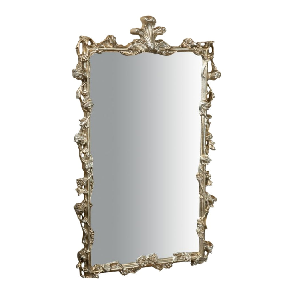 Espejo decorativo rectangular estilo barroco, marco tallado dorado envejecido, para pared