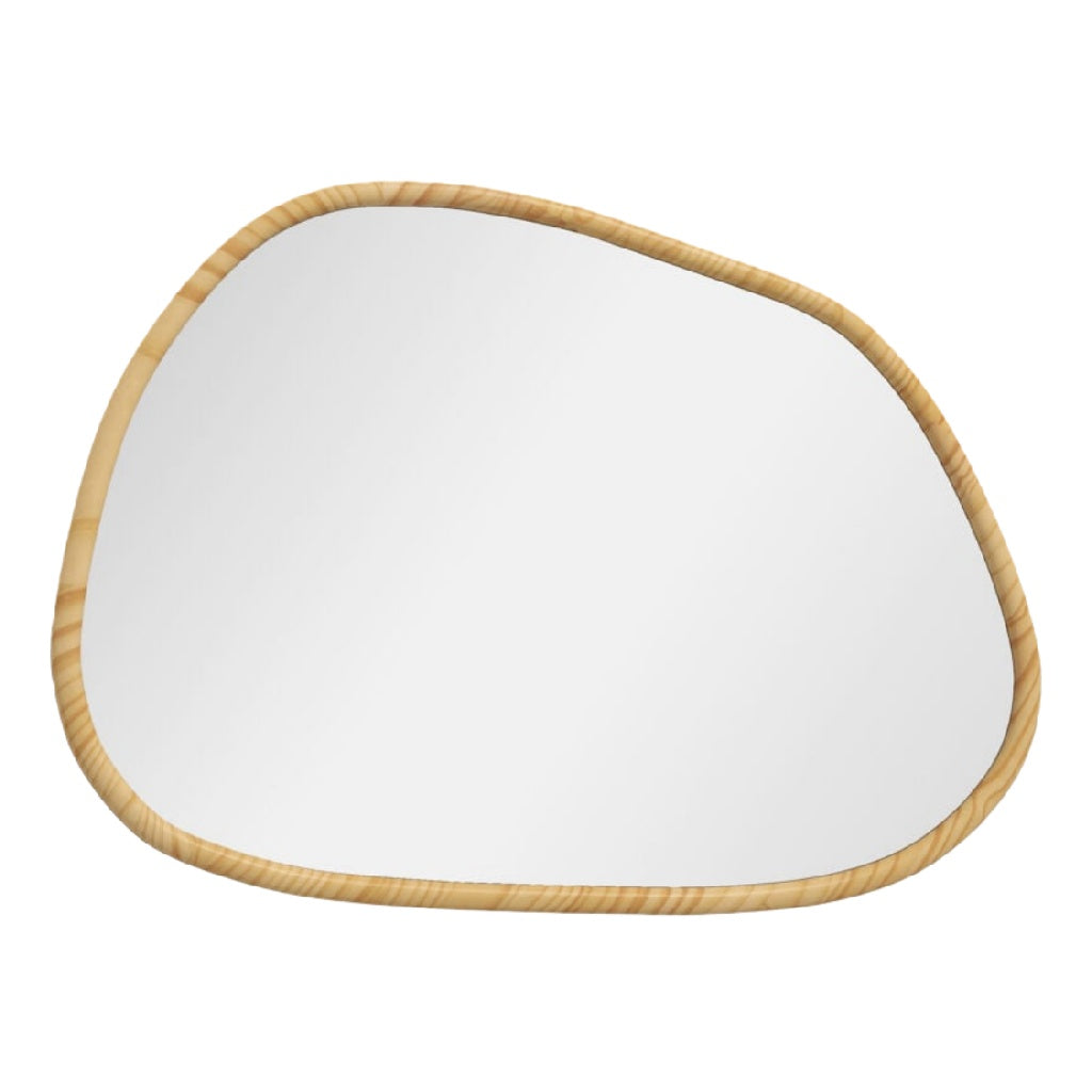 Espejo decorativo orgánico horizontal, marco de madera natural, para pared