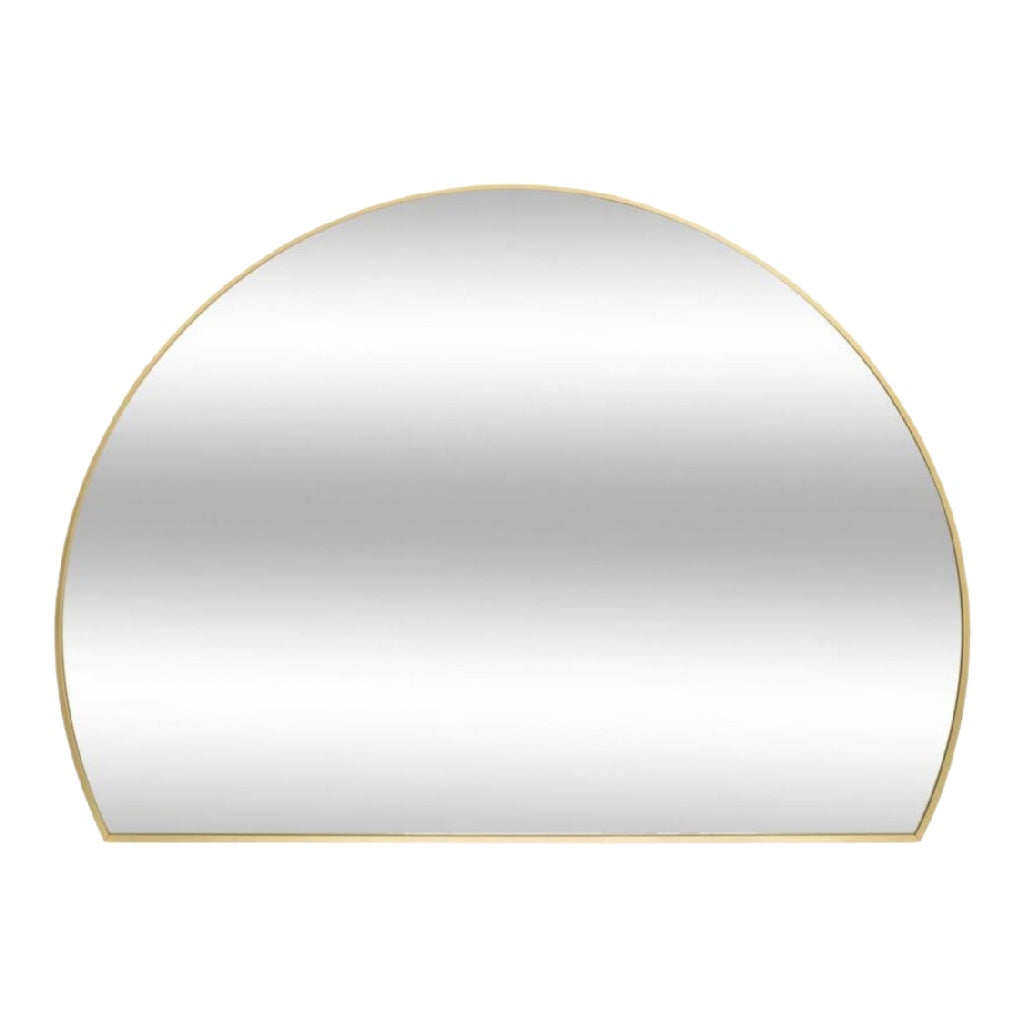 Espejo semicircular con marco dorado
