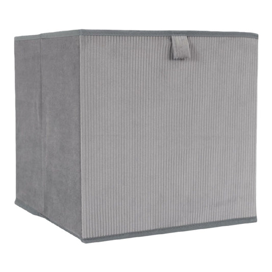 Caja de almacenamiento de tela con asas, color gris