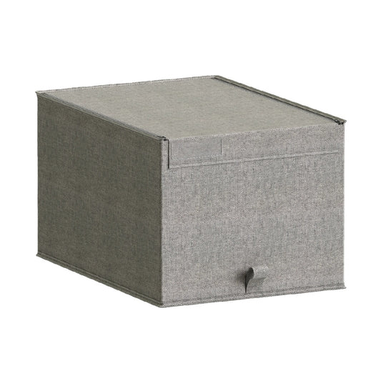 Caja de almacenamiento plegable de tela gris con tapa y asa