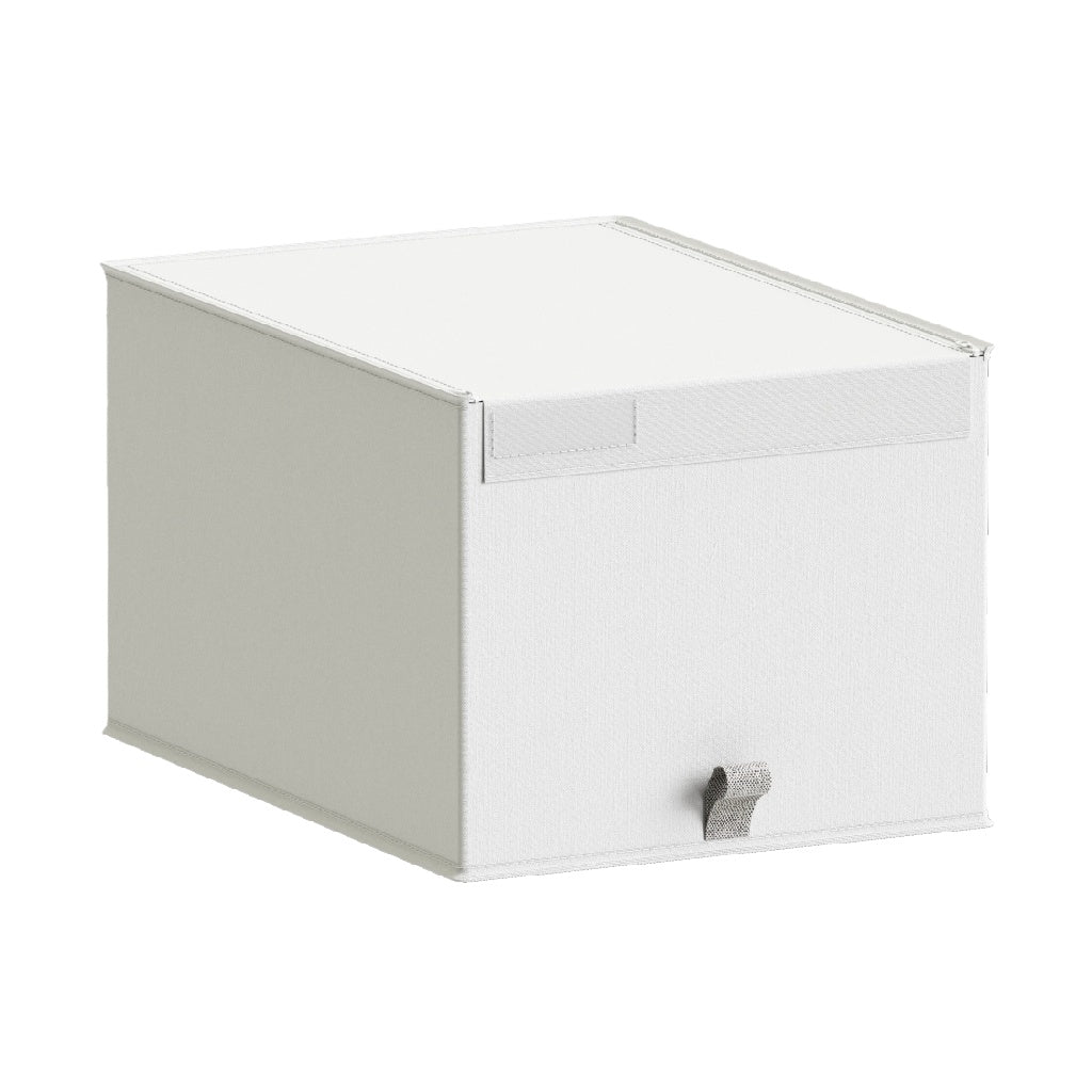 Caja de almacenamiento plegable de tela blanca con tapa y asa