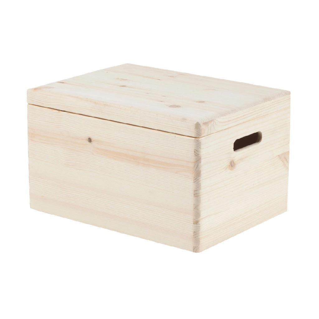 Caja de Almacenamiento de Madera con Tapa y Asas