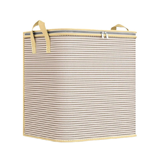 Caja de Almacenamiento de Tela a Rayas con Cremallera y Asas