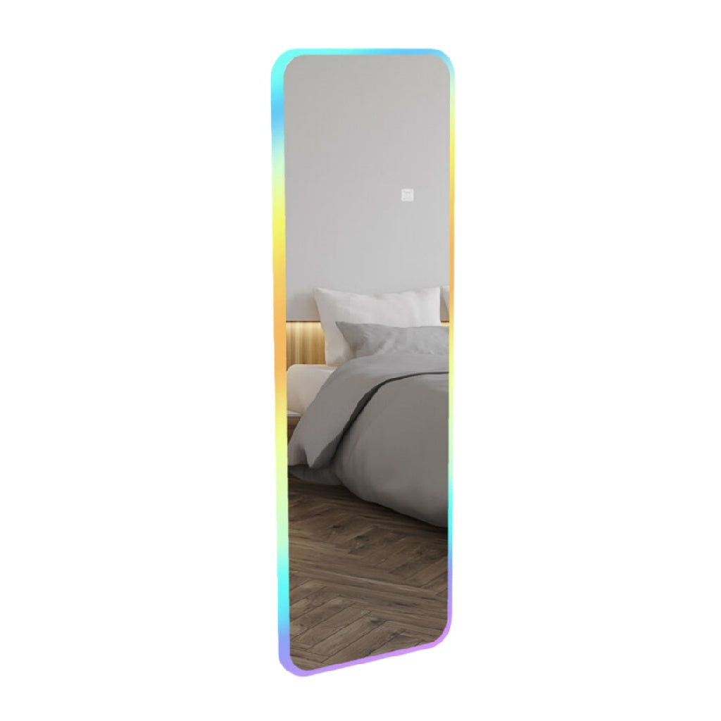 Espejo de cuerpo entero con iluminación LED RGB, rectangular moderno, para pared