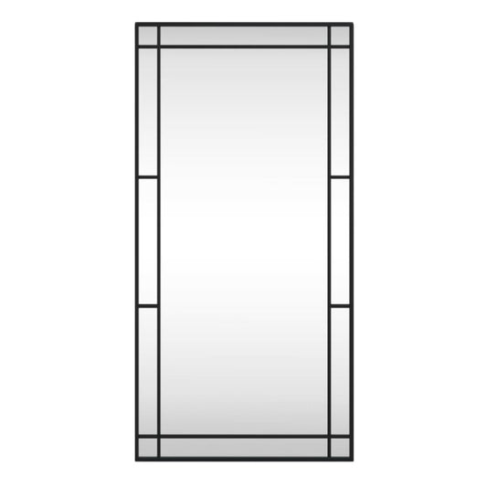 Espejo rectangular con marco metálico negro
